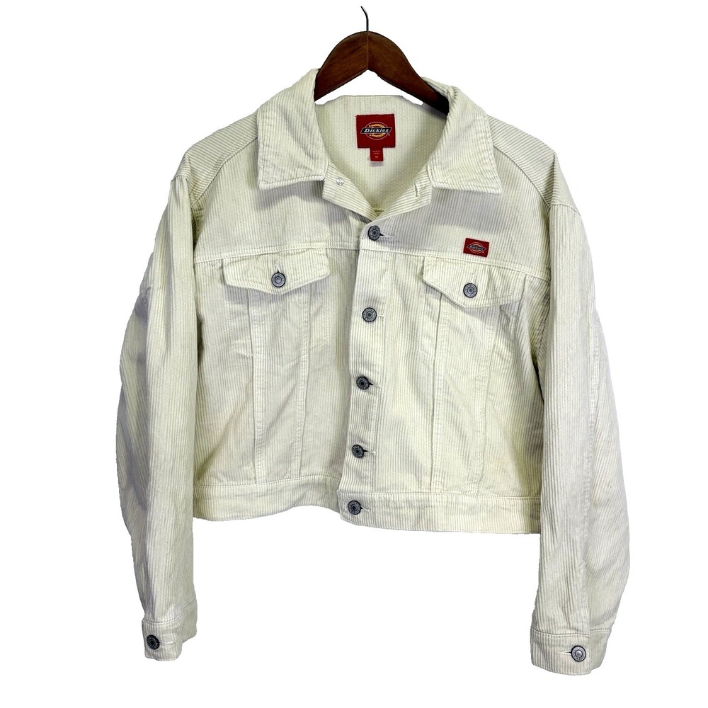 Dickies Woman's Corduroy Cropped Jacket Size M Ivory Staple Cowgirl Western Chic